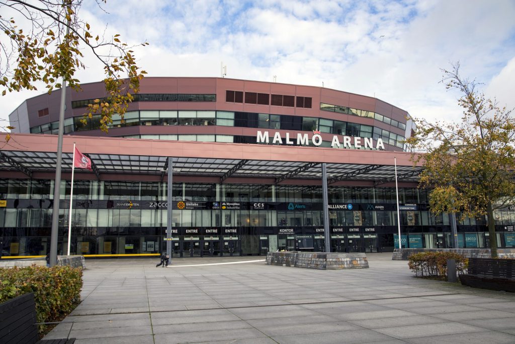 A photo of the Malmo Arena, that is set to host the Eurovision Song Contest.